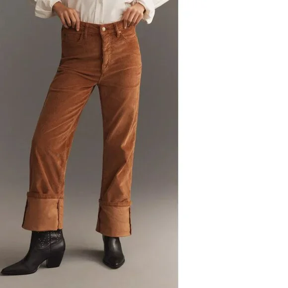 anthropologie The Scotty Cuffed High-Rise Straight-Leg Jeans by Pilcro 32 - Picture 3 of 6